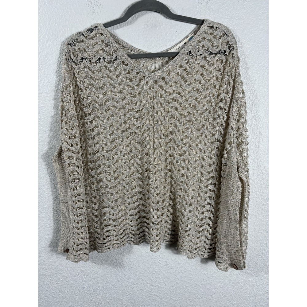 Sparrow Sweater Womens Small Medium‎ Sparkly Metallic Open Knit Pullover Top